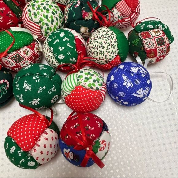 Festive Unique Handcrafted Patchwork Christmas Ornaments 3 Inches Set of 19 - Picture 6 of 6